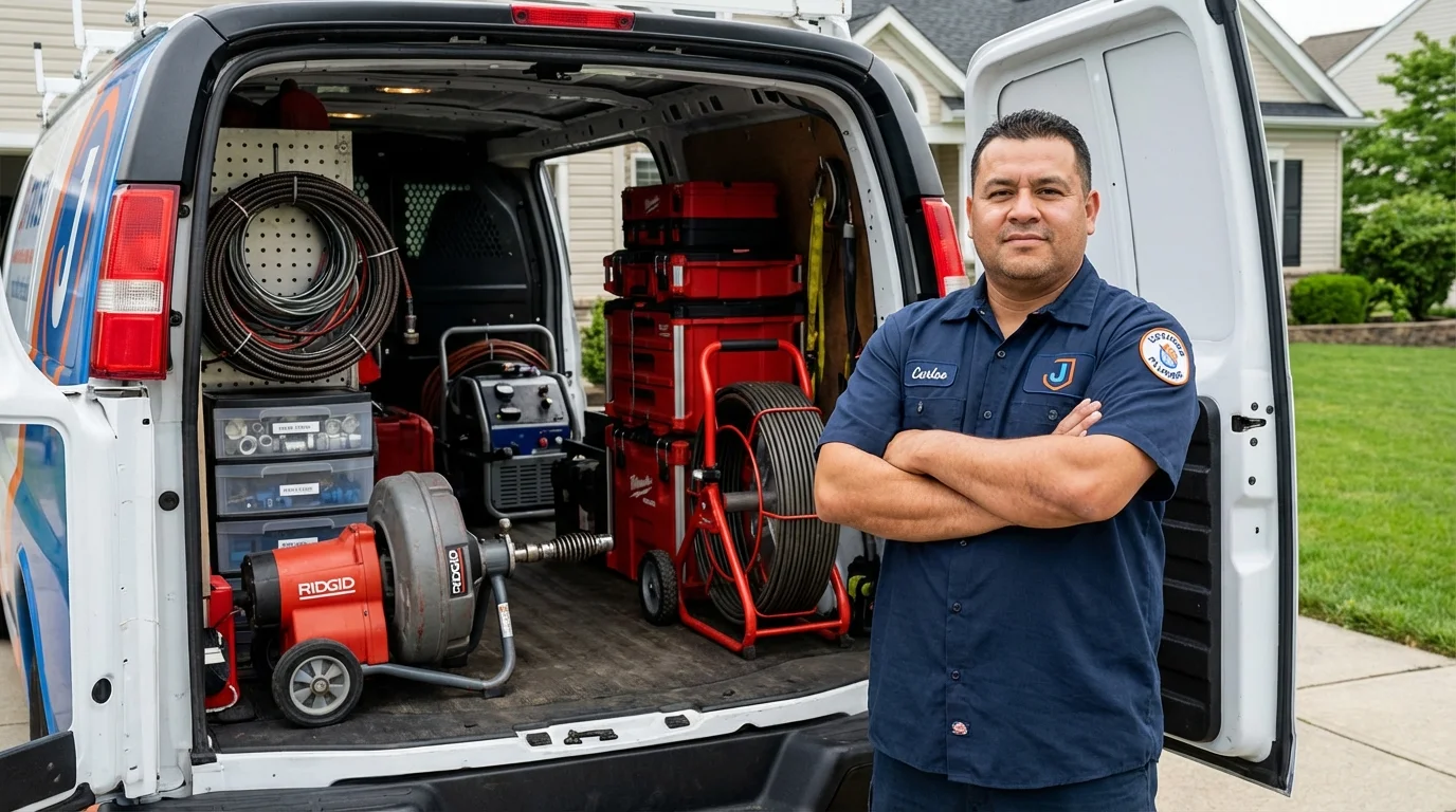 Professional drain cleaning equipment and Johns Plumbing LLC plumber in Raeford