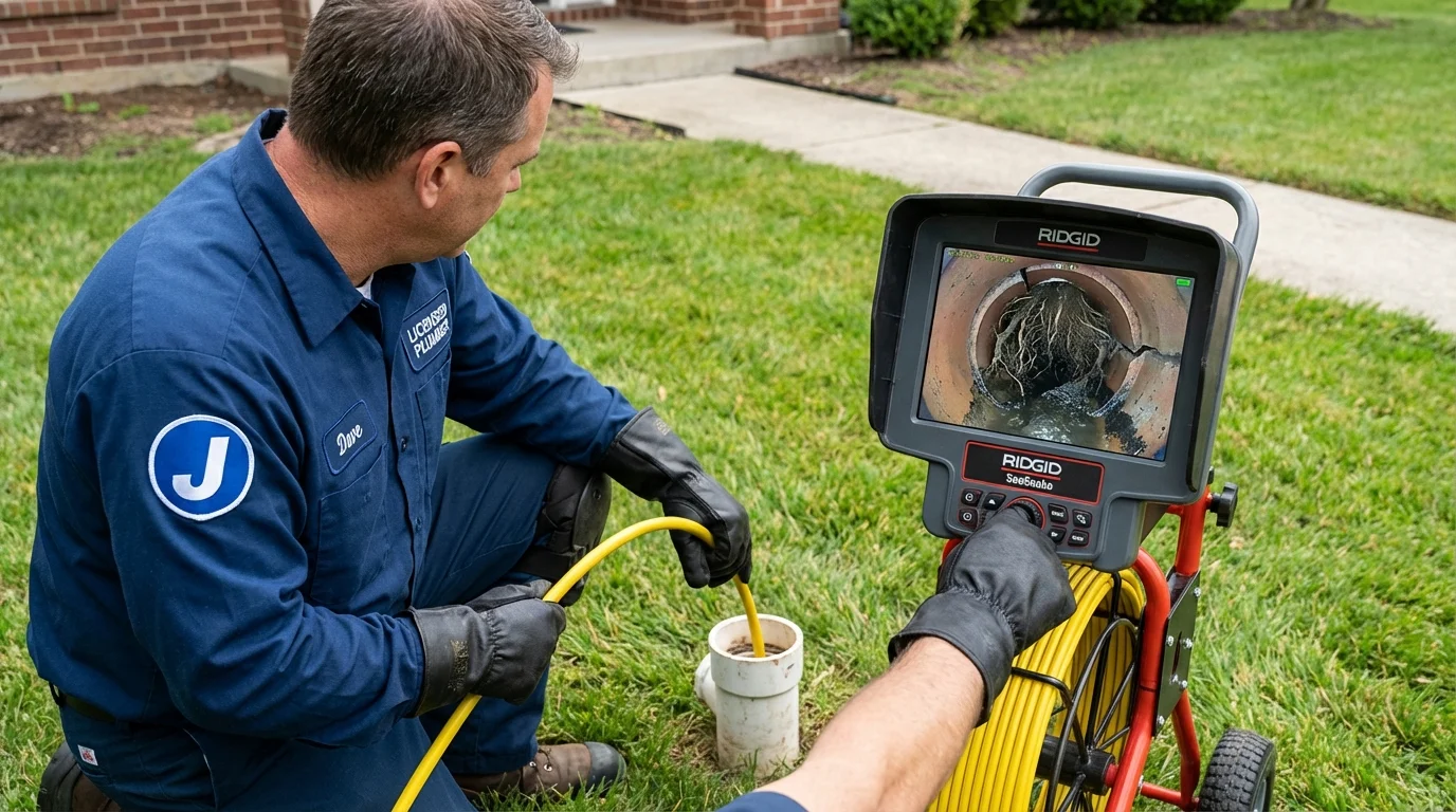 Sewer camera inspection being performed by Johns Plumbing LLC in Raeford