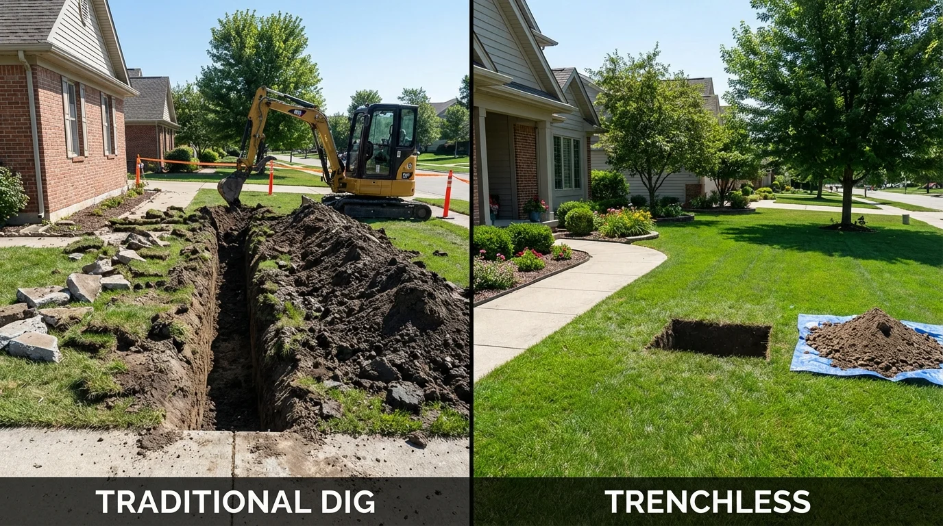 Trenchless sewer repair with minimal yard damage versus traditional excavation in Raeford, NC